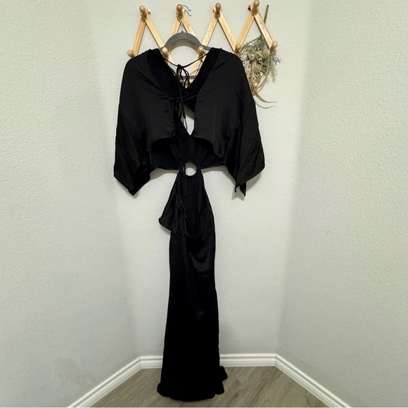3.1 Phillip Lim Black Satin Cutout Keyhole Gala Formal Maxi Dress Size 2 - Picture 4 of 10